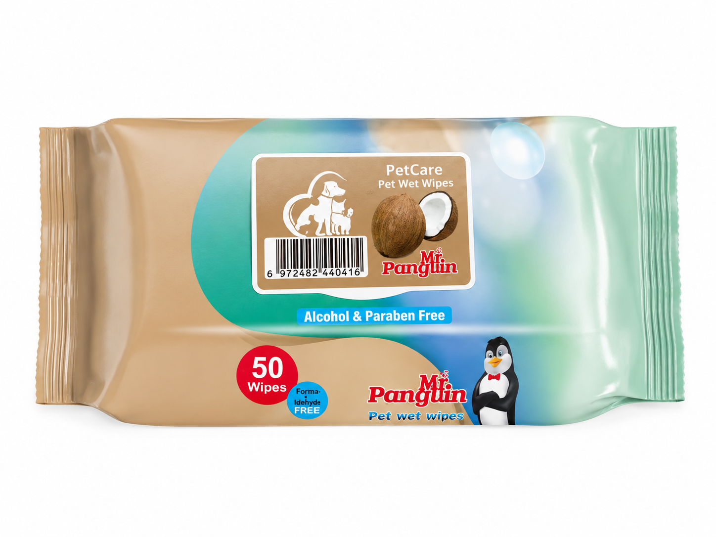 دستمال مرطوب مستر پنگویین با اسانس نارگیل ( 50برگ )