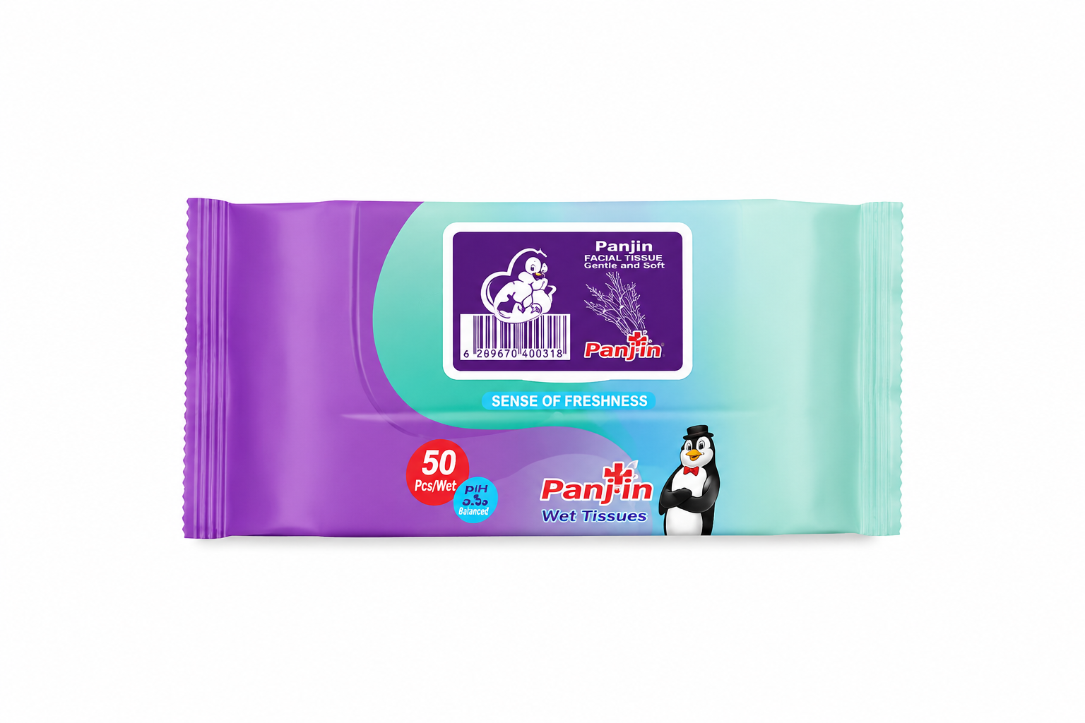 دستمال مرطوب مستر پنگویین با اسانس لوندر ( 50برگ )